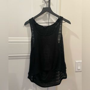 Beyond Yoga black sheer fitness top - cut out back detail